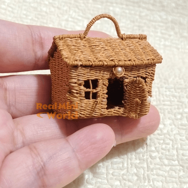 Miniature Artisan Handwoven Brown House Bag