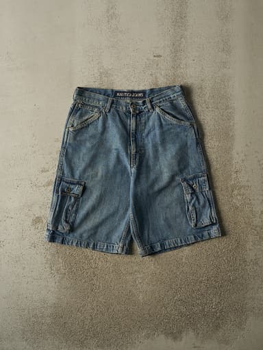 Vintage 90s Mid Wash Nautica Cargo Jean Shorts (32x11.5)