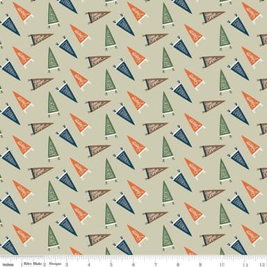 5 YARD CUT! Adventure is Calling - Khaki Flags - Dani Mogstad for Riley Blake Designs - Outdoors, Wildlife - C10723-KHAKI