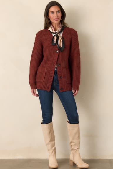 Z Supply Whitmore Rouge Red Oversized Cardigan