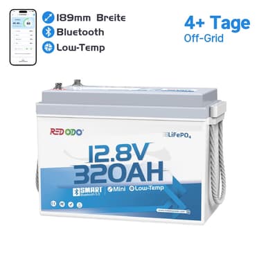 【Україна】Redodo 4096 Вт·год 12 В 320 А·год W190 LiFePO4 акумулятор з Bluetooth