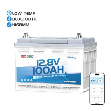 Redodo 12V 100Ah H168 LiFePO4 Untersitz Batterie mit Bluetooth für Wohnmobil