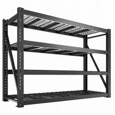 REIBII 4-Tier 77.2"W x 24"D x 72"H Freestanding Bulk Storage Rack with Steel Wire Decking