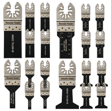 20 x Bi-Metal Oscillating Multi Tool Blade Set 10mm, 20mm, 35mm & 45mm Wide
