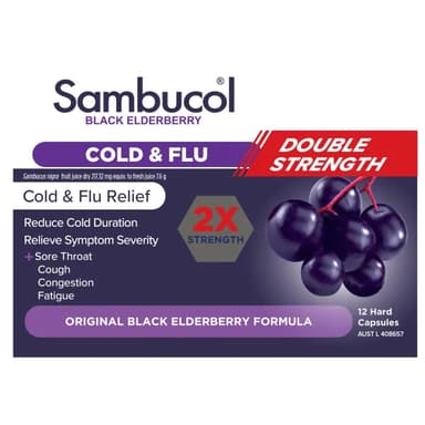 Sambucol Double Strength Cold & Flu - 12 Capsules