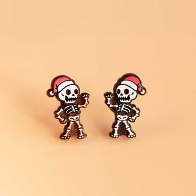 Hand-painted Christmas Skeleton Earrings
