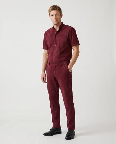 Maroon Suede Jumpsuit