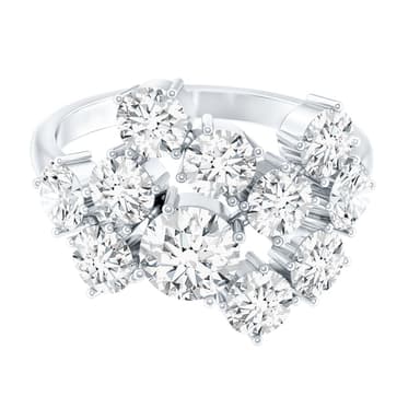 Certified Cubic Zirconia Cluster Engagement Ring in Silver