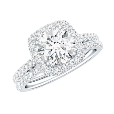 2 Carat Cubic Zirconia Engagement Ring with Wedding Band in Silver