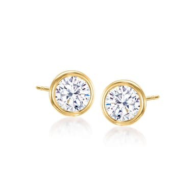 1.00 ct. t.w. Bezel-Set CZ Stud Earrings in 14kt Yellow Gold