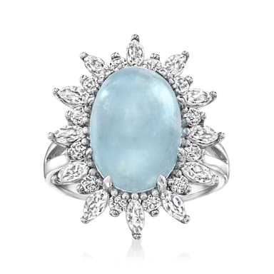 6.75 Carat Aquamarine Ring with 4.00 ct. t.w. White Topaz in Sterling Silver