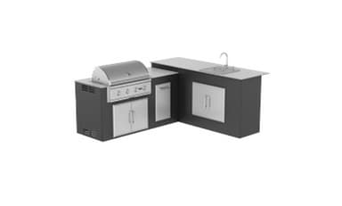 M6 L-Shape Island With Waste Bin & Sink Bar