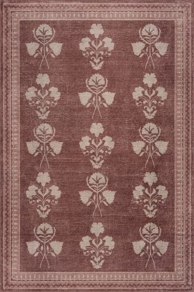 Floris Hand Tufted Floral Wool-Blend Rug | Terracotta
