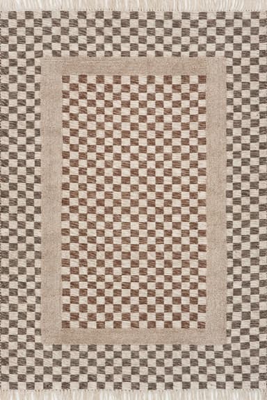 Memphis Modern Checkered Hand Woven Rug | Brown