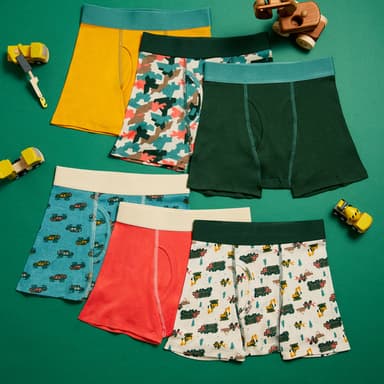 Boys Cotton Boxer Brief Underwear 6-Pack