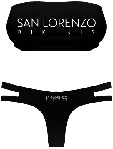 SL Swag Black Two Strap Bikini Top + Bottom