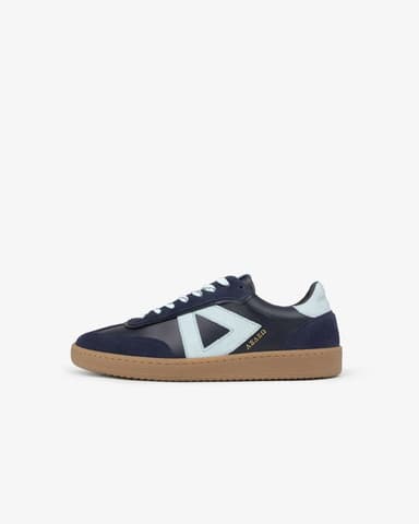 Hera Low Top Sneakers - Navy Blue Leather, Suede & Sky Blue Nubuck Leather