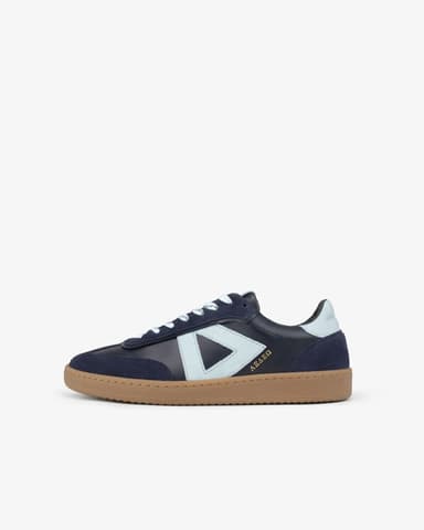Hera Low Top Sneakers - Navy Blue Leather, Suede & Sky Blue Nubuck Leather