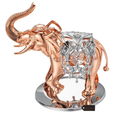 Rose Gold and Silver Color Crystal Studded Elephant Ornament