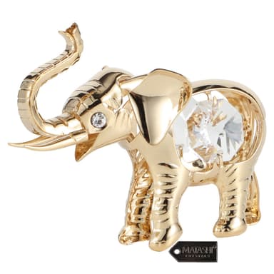 24K Gold Baby Elephant Ornament | Crystal Studded Gift