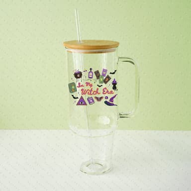 40oz In My Witch Era Glass Cup with Bamboo Lid & Straw #100351