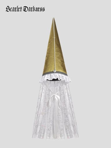 Medieval Princess Cone Hat with Lace Veil