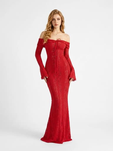 2026 Off Shoulder Lace Evening Dress