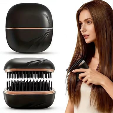 Mini Hair Straightening Comb with Wireless Charging & 3 Heat Settings