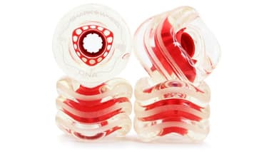Shark Wheel 72mm 78a, Longboard Cruising Wheels, DNA Formula, Set of 4 Wheels (Clear With Red Hub) - Blem