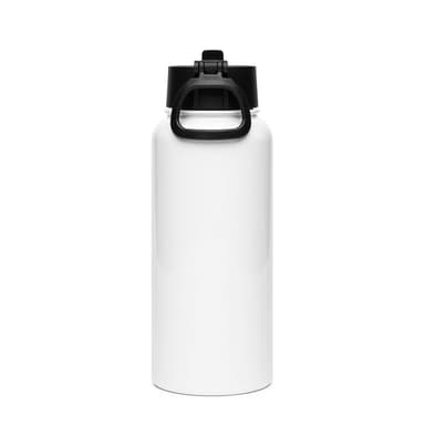 Stainless steel 25th Anniversary water bottle with a straw lid