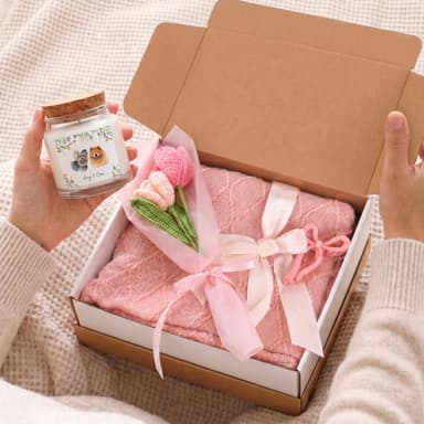 Custom Watercolor Floral Pet Memorial Gift Box with Candle & Blanket