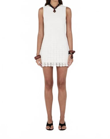 Anabel Crochet Mini Dress In Cream