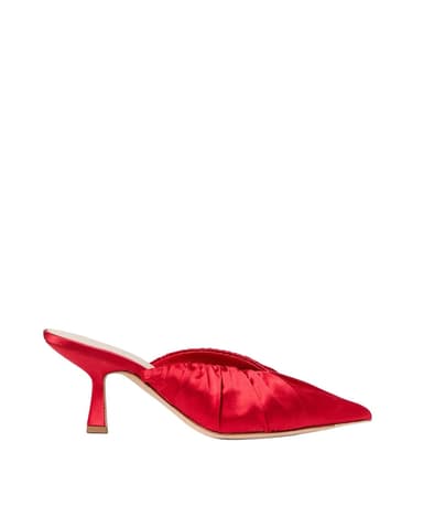 Inez Red Satin Mid-Heel Mule