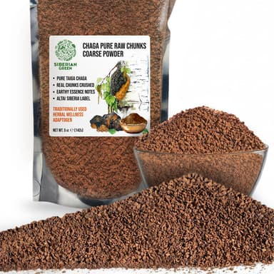 Siberian Green Chaga Mushroom Chunks and Coarse Powder – 142 g – Wildcrafted Superfood  for Daily Canadian Wellness and Natural Energy