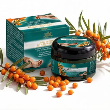 Altai Sibirska Sea Buckthorn Cream Gel for Hands and Body 4 fl oz (120 g) – Fast Absorbing Moisturizer for Dry Skin Premium Omega 7