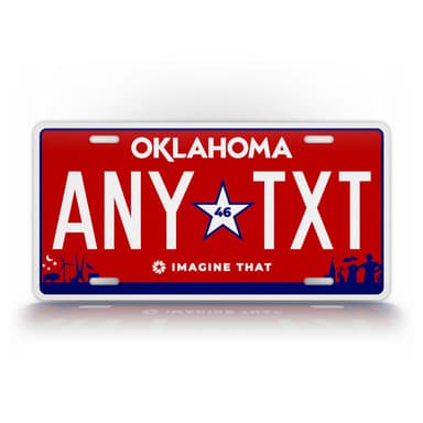 Oklahoma Red "Imagine That" License Plate
