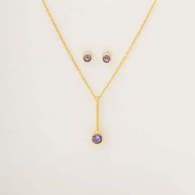Birthstone Necklace and Stud Earrings Set