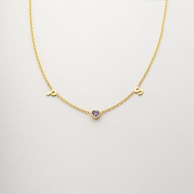 Initial Heart Birthstone Necklace