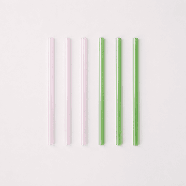 Wide 8" Glass Straw Set - Palm Beach