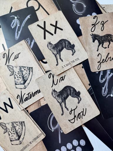 Print and Cursive Flash Cards | Vintage Themed Alphabet and Number Handwriting Cards