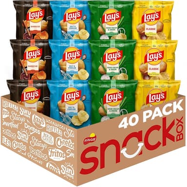 Lay'S Potato Chips, 4 Flavor Variety Pack, 1 Oz Single Serve Bags, (40 Pack)