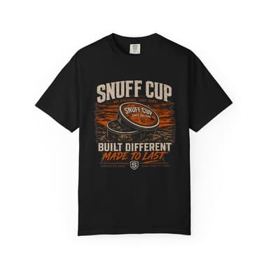 Snuff Cup T-Shirt — 'Built Different Made to Last' Vintage Dip Can Graphic Tee