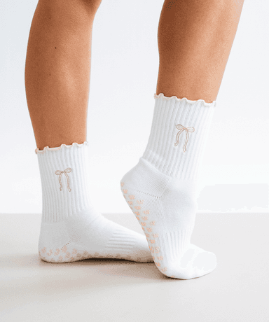 Pink Bow Grip Socks