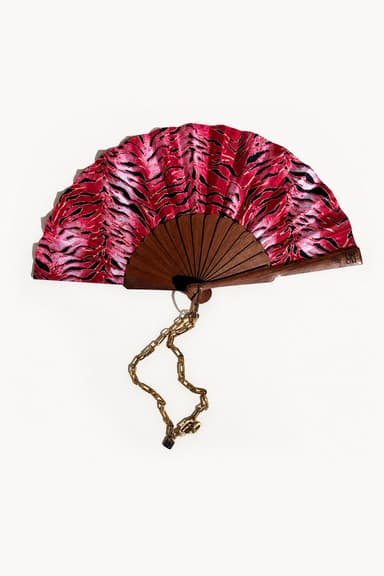 Inferna Hand Fan - Tiger Print Red Hand Fan