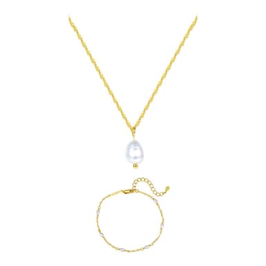 Baroque Pearl Necklace and Bracelet Set Sterling Silver