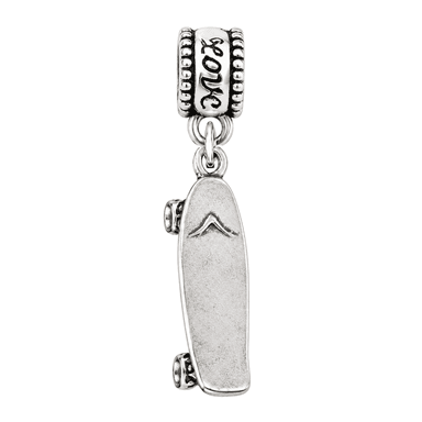 Skateboard Silver Charm Bead