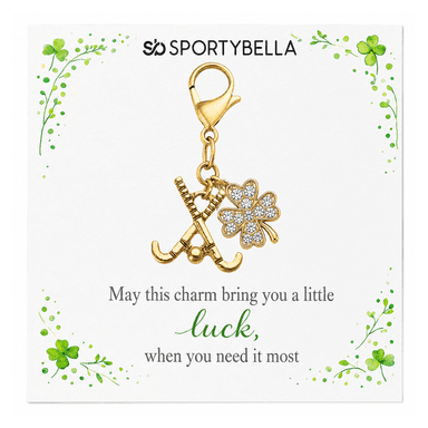 Sports Four Leaf Crystal Clover Lucky Clip on Charm - Gold