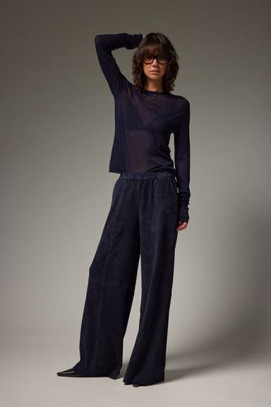 Wide Leg Suede Trousers