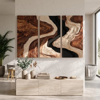 Organic Modern Layered River 3D Wall Art Wellness Room SILDTTRWA199