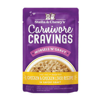 Carnivore Cravings Morsels'N'Gravy Chicken & Chicken Liver Recipe for Cats